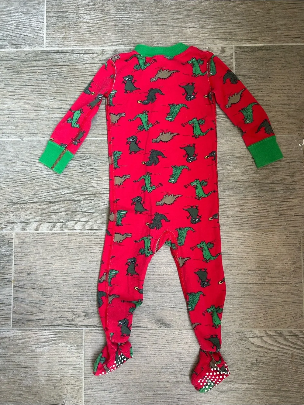 Hanna Andersson Dinosaur and Dragon patterned zip footie pajamas